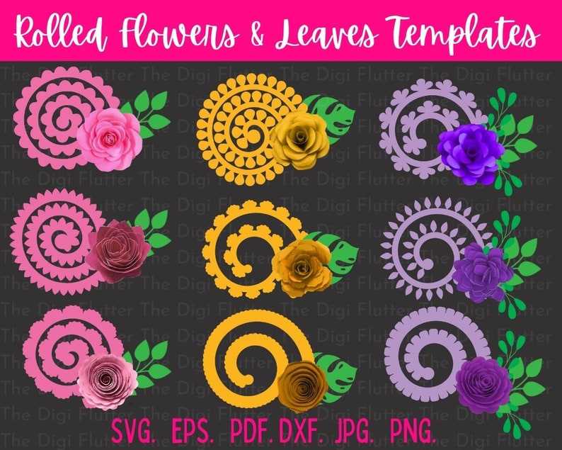 Rolled Flower Svg, Rolled Flower Template, Rolled Flower Svg Bundle