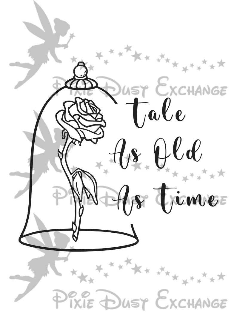 Tale As Old As Time, Beauty and the Beast Inspired Rose Flower Svg#1