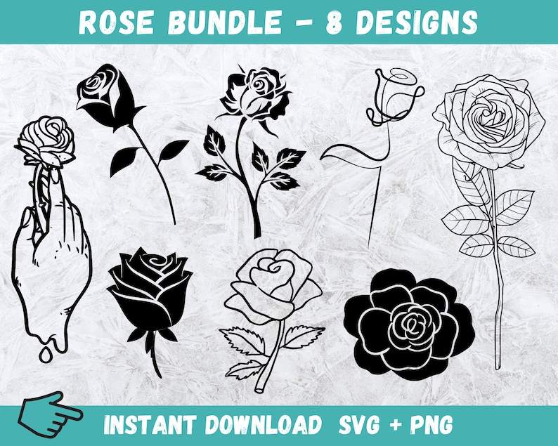 Roses Flower SVG Rose Bundle Svg, Rose Clipart 