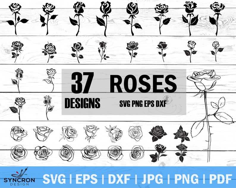 Rose Flower SVG Rose Cut File, Rose Vector#1