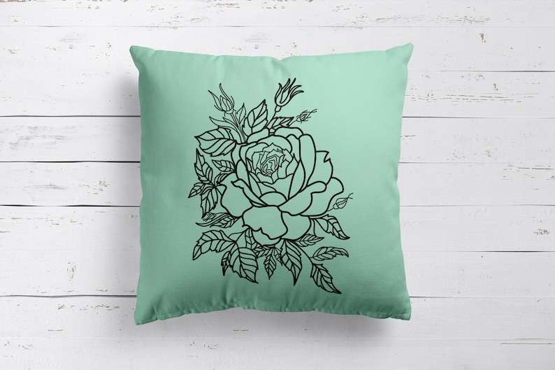 Rose With Leaves Svg, Rose Leaves Svg, Rose Svg, Flower Svg