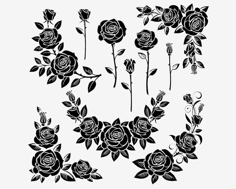 Rose Flower Svg, Valentine Rose, Flower Svg, Rose Silhouette Svg