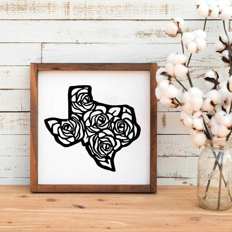 Wildflowers Svg, Texas Shape Silhouette#4