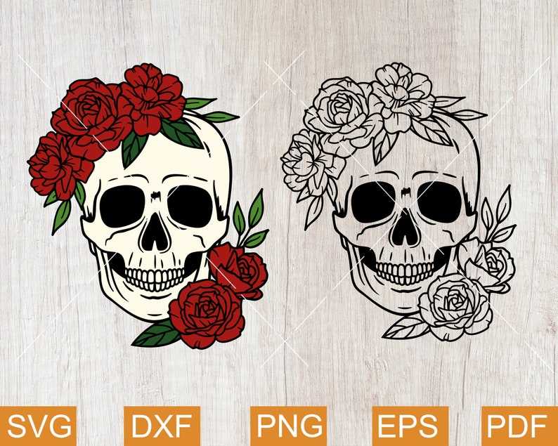 Skull with Roses Svg Sugar Skull Svg#3