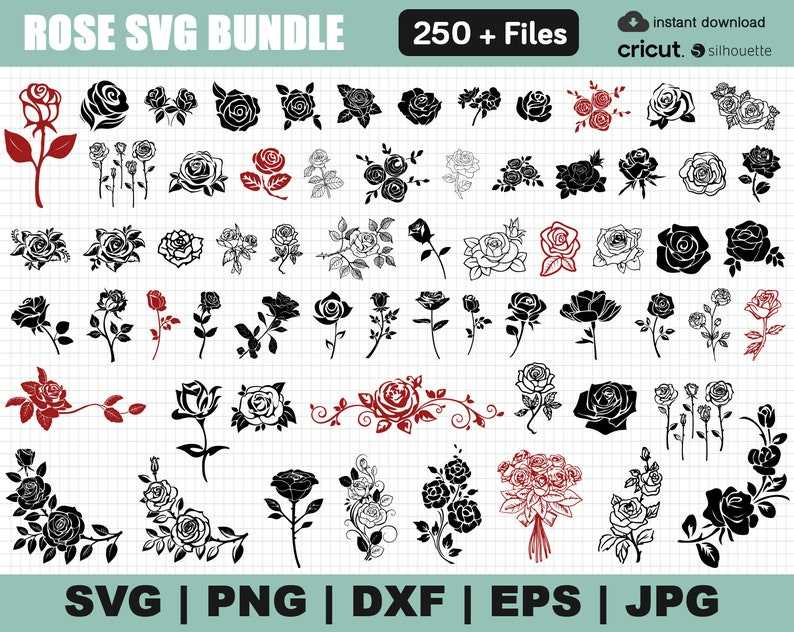 Rose SVG PNG DXF - Rose Clip Art
