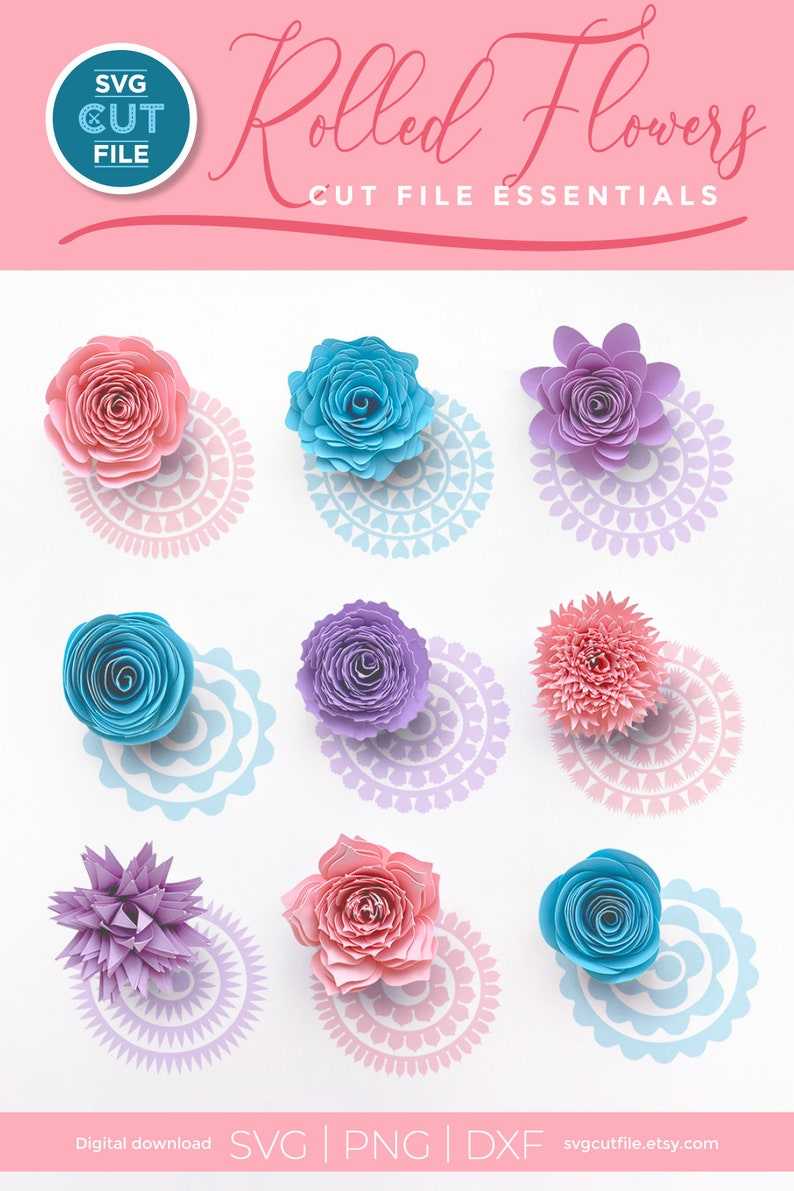Rolled Flower Svg, Rolled Paper Flowers Svg, Rolled Rose Template