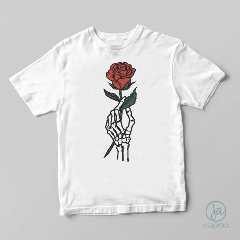 Skeleton hand with rose svg, Gothic rose svg