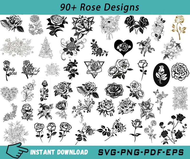 Rose Svg Designs, Floral Svg Bundle