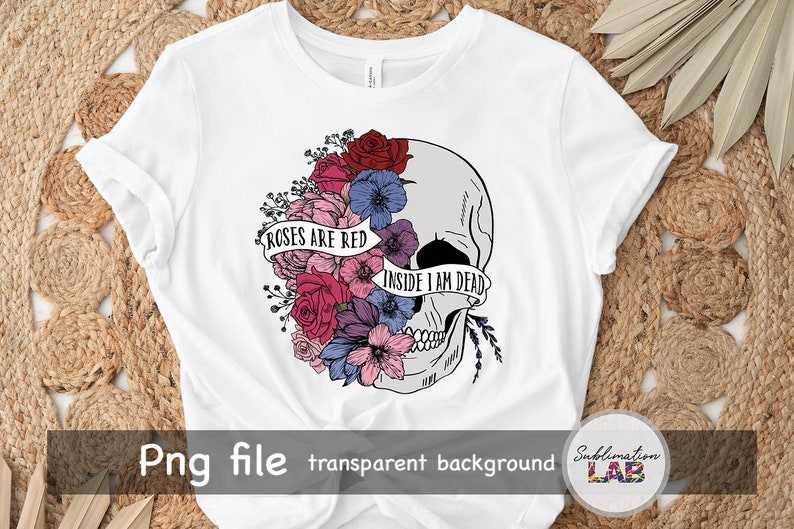 Roses Are Red Floral Skull Skeleton Valentines Day Digital Download Tshirt Design