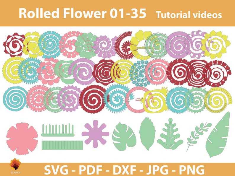 Paper Flower Rolled Templates, Tiny Rose Rolled Flower Svg Cut File