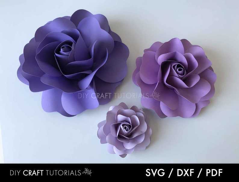 Set Of 3 Paper Rose Templates, Paper Flower Svg, 3D Paper Flowers Svg#4