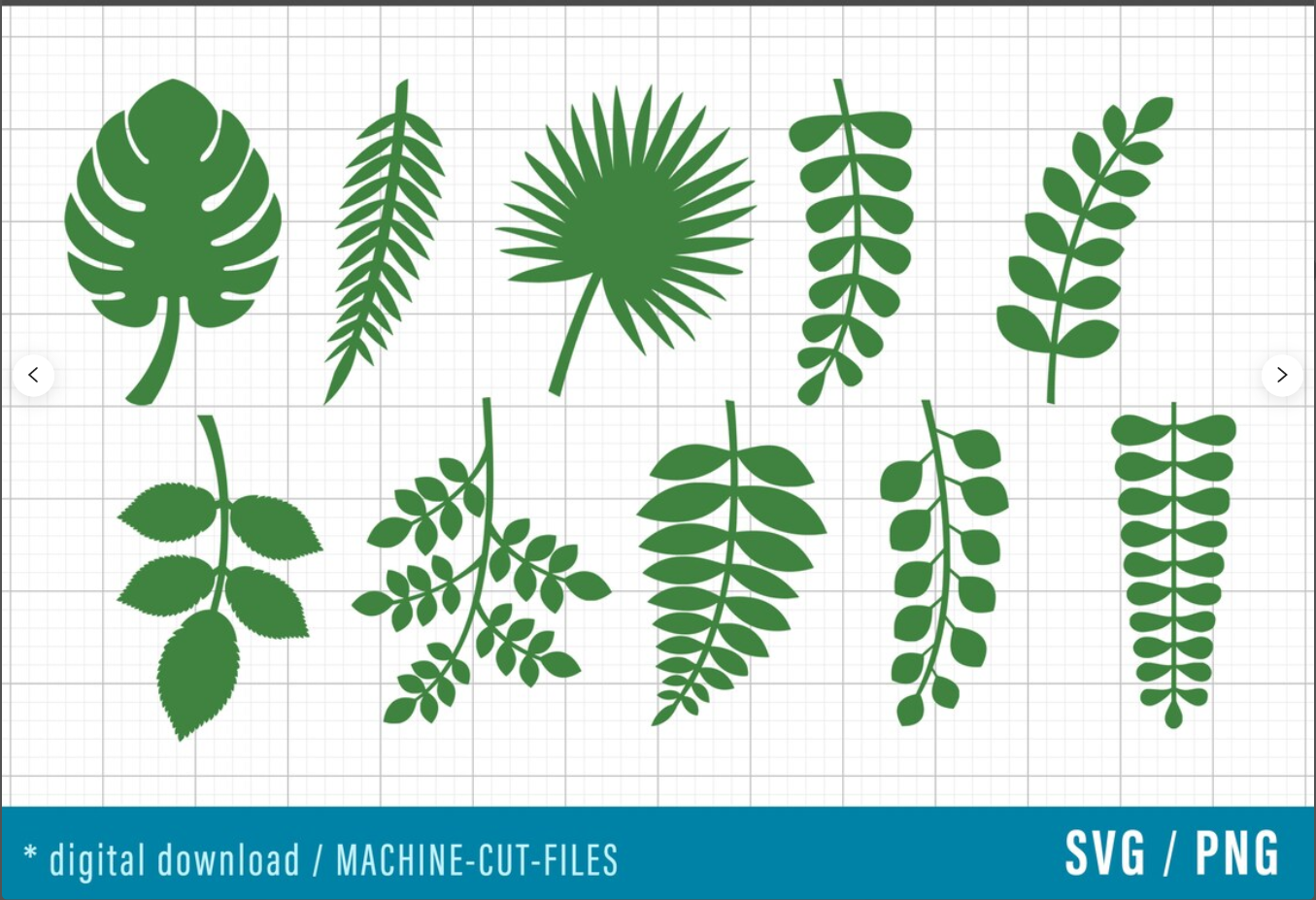 Set Of 10 Leaves Svg Cut Files, Set Of 10 Svg Leaf Templates