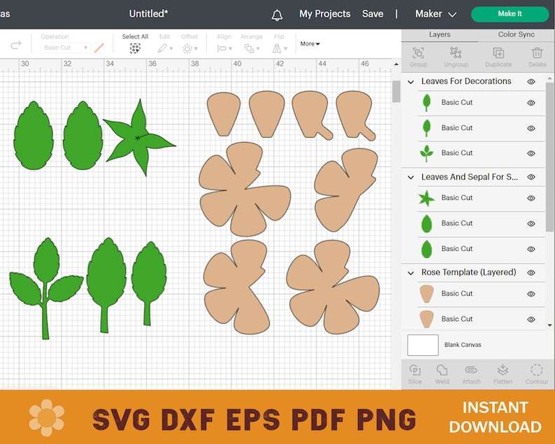 Paper Rose SVG Template#6