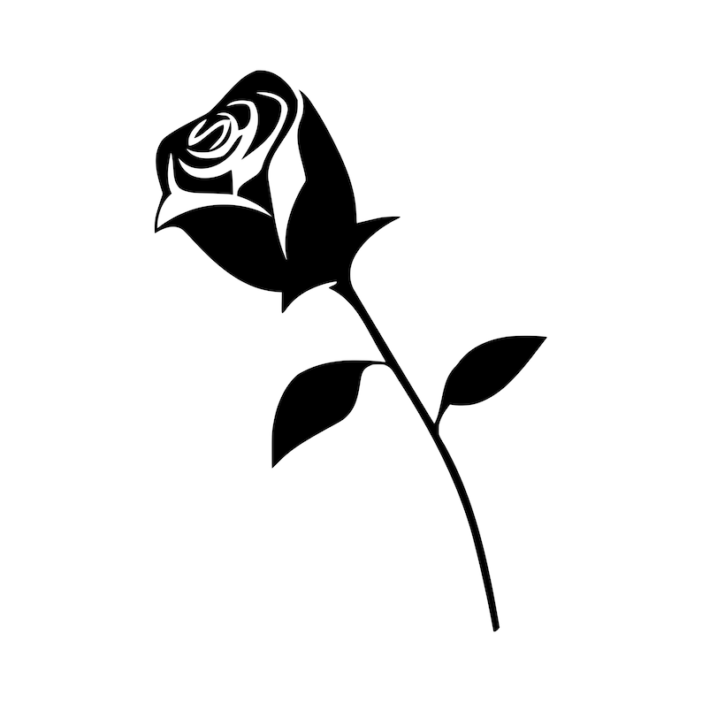 Black Silhouette Of Rose. Royalty Free SVG, Cliparts, Vectors, and