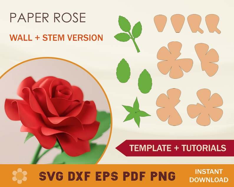 Paper Rose SVG Template 