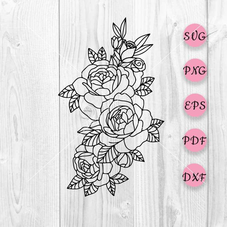 Roses Svg, Flowers Svg Craft Pattern, Roses Flower Svg#1