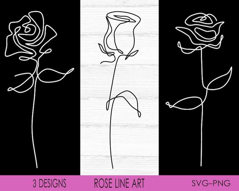 Rose Line Art SVG Valentine's Day Svg, Flower SVG#1
