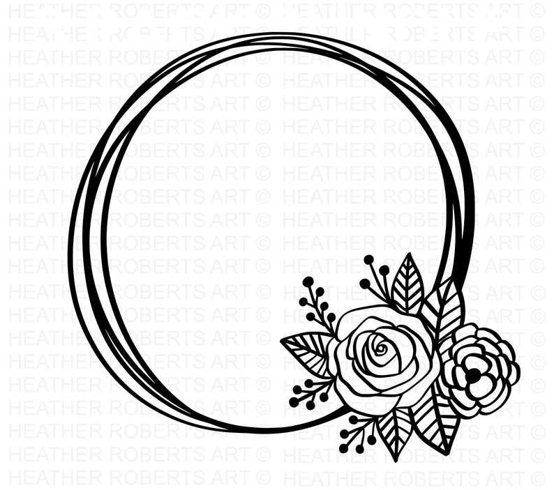 Floral Frame Svg Bundle, Rose Wreath Svg#4