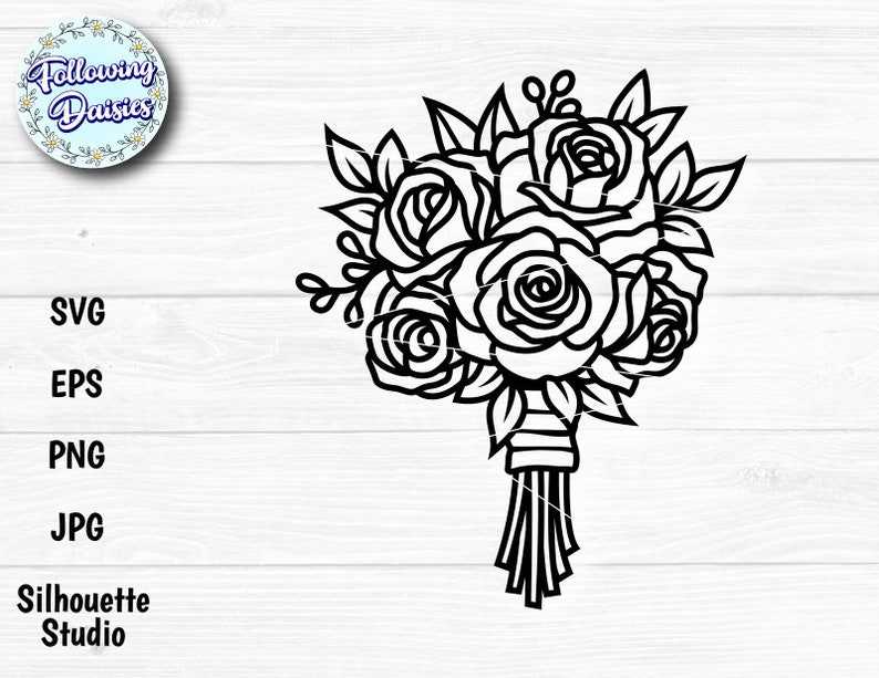 Bouquet Of Roses Svg Rose Silhouette 