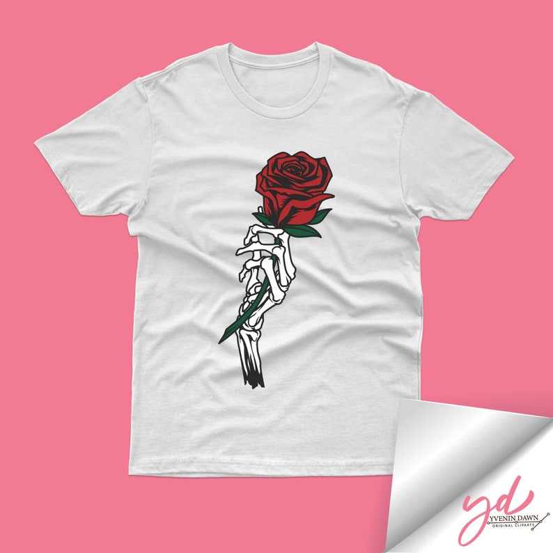 Skeleton Holding Rose Svg | Skeleton Hand Roses Svg#4