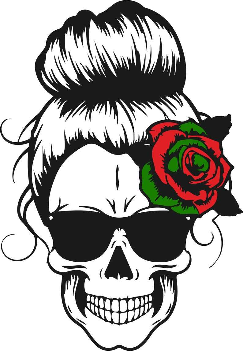 Skull Red Rose SVG file