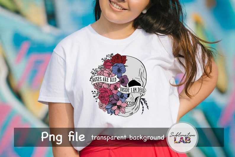 Roses Are Red Floral Skull Skeleton Valentines Day Digital Download Tshirt Design#3