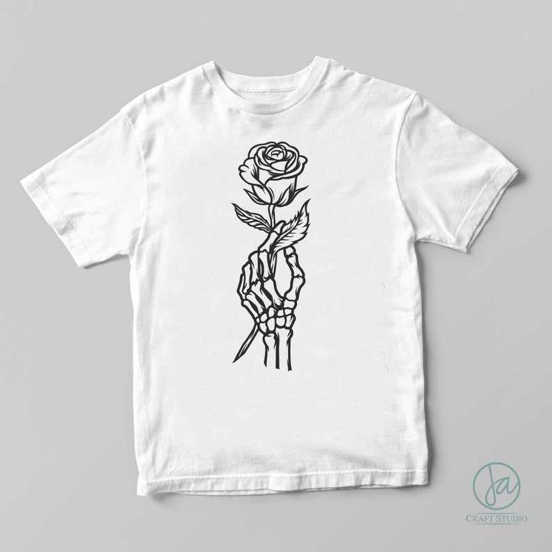 Skeleton Hand Roses Svg | Hands Death Svg | Skeleton Holding Rose SVG