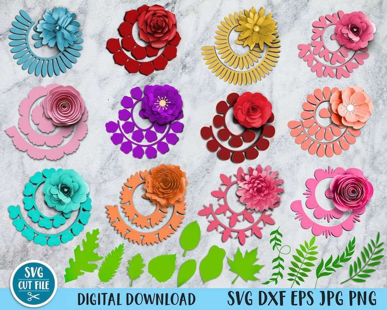 Rolled Flower Svg, 3D Flower Svg, Paper Flower Svg