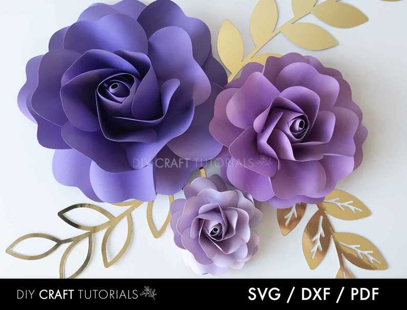 Set Of 3 Paper Rose Templates, Paper Flower Svg, 3D Paper Flowers Svg#3