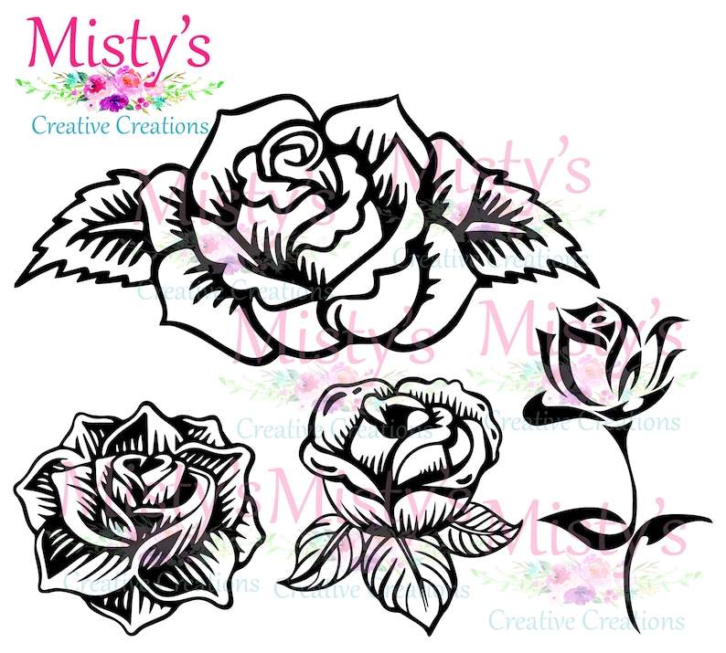 Rose Bundle SVG, Tattoo Clip Art, Hand drawn Rose SVG