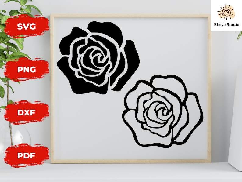 Rose svg, Rose frame svg, Flower svg files By PLPaperDesigns