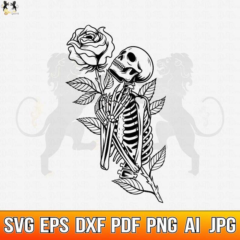 Skull With Rose SVG Skull SVG Skull Cut Files Skull Shirt Png#5