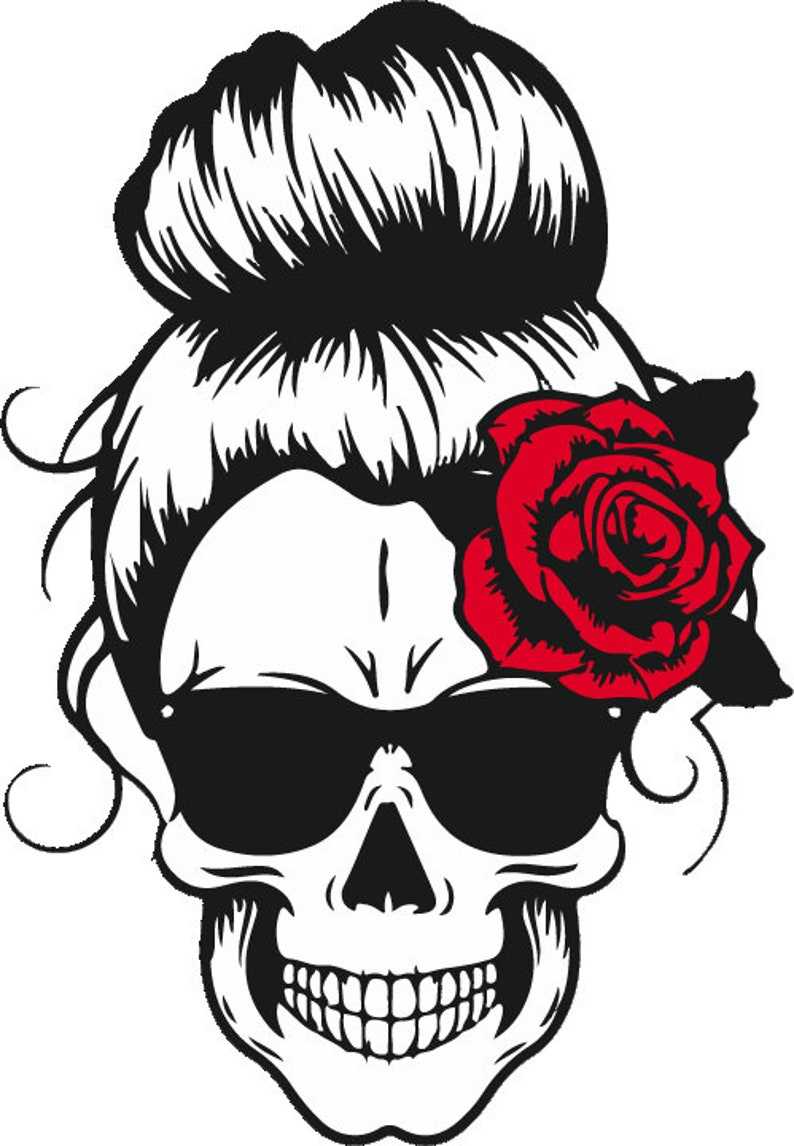Skull Red Rose SVG file