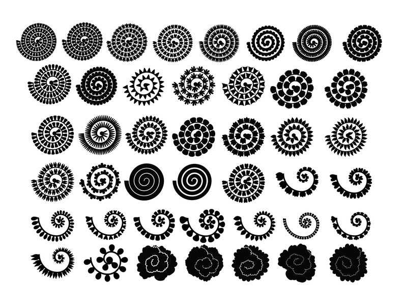 Rose Rolled Flower Svg, Rolled Flowers Template