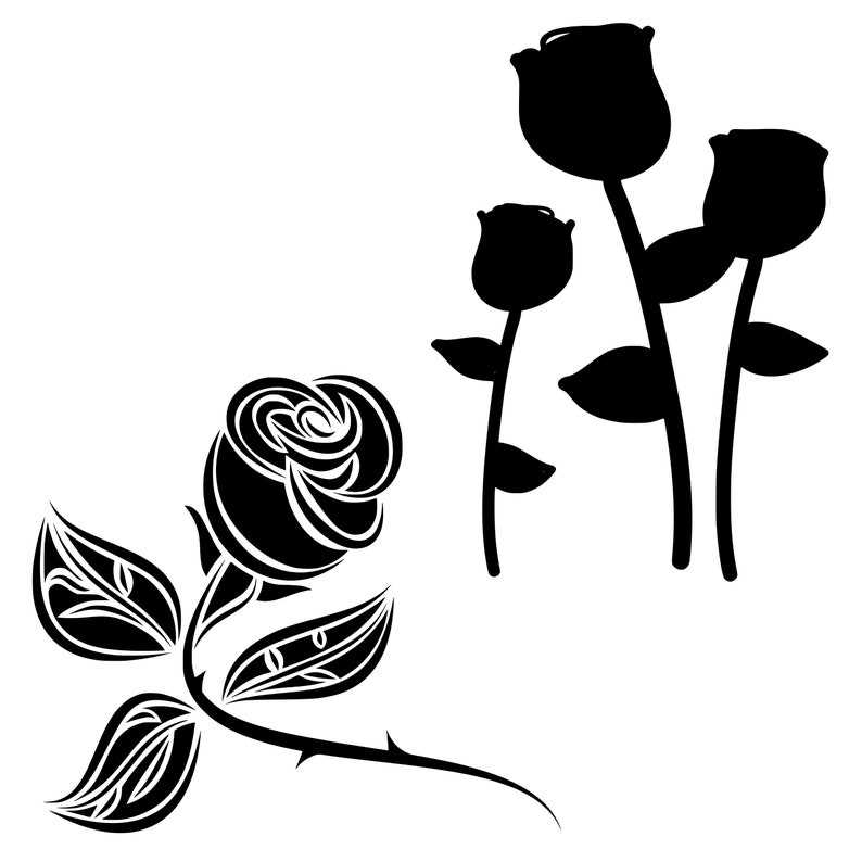 16 Rose SVG Bundle, Rose Silhouette Bundle#6