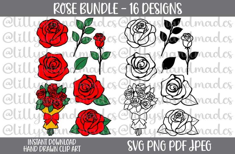 Rose Svg Bundle Rose Outline Svg