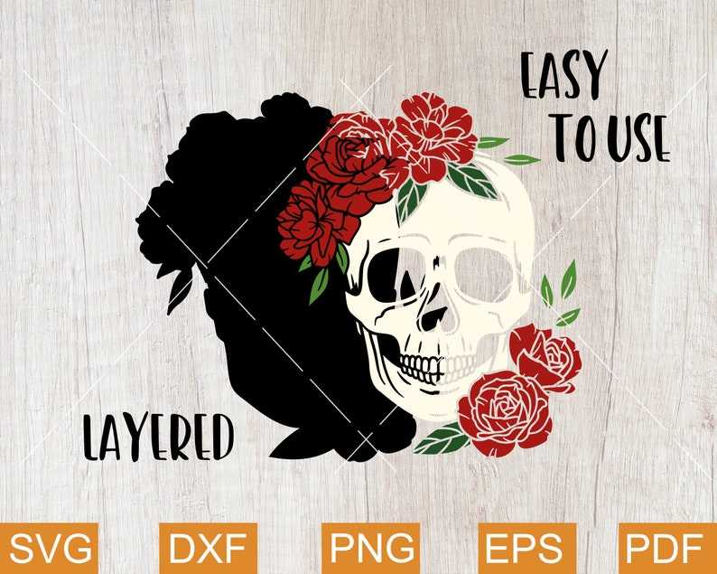 Skull with Roses Svg Sugar Skull Svg#4