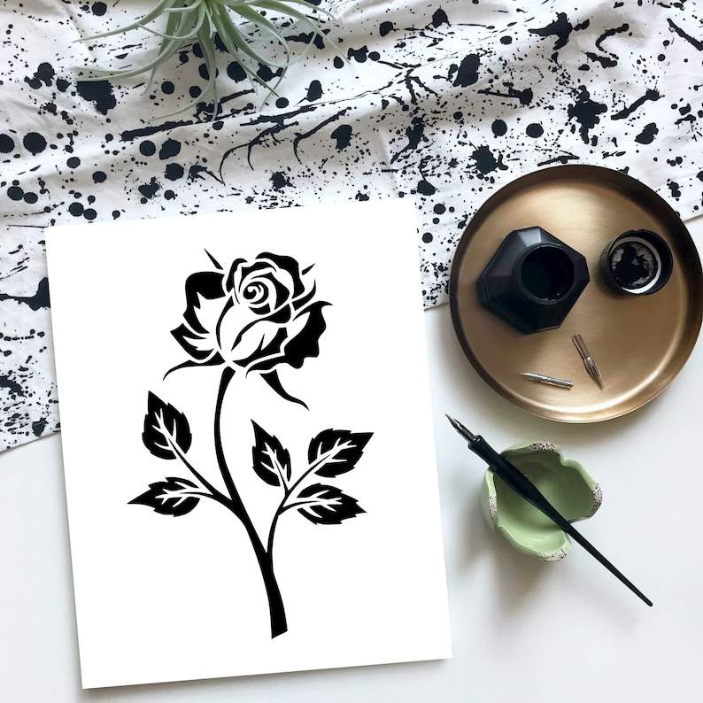 Rose SVG Silhouette Clipart Vector for Cutting#4