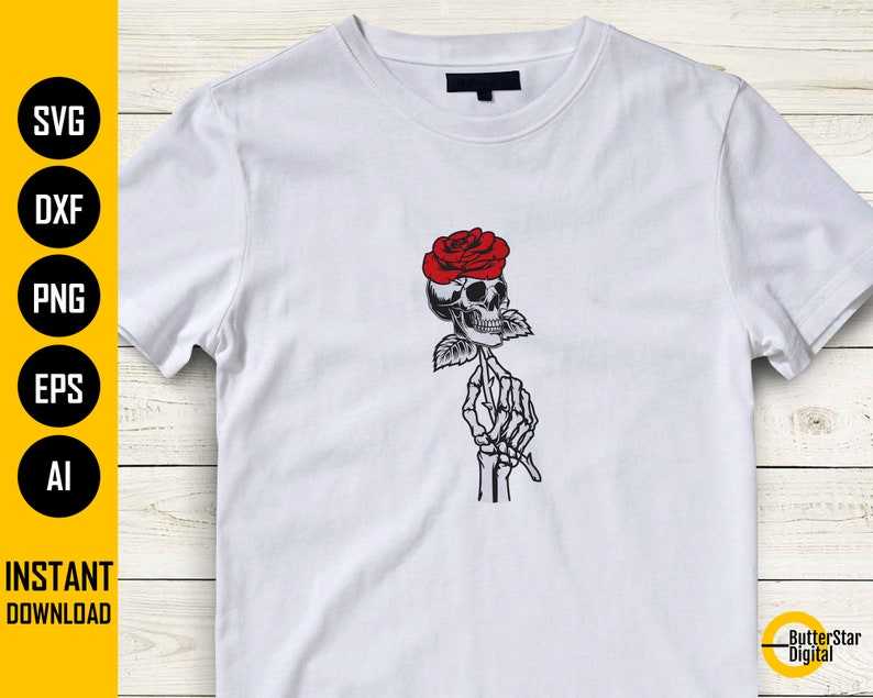 Skeleton Holding Skull Rose SVG