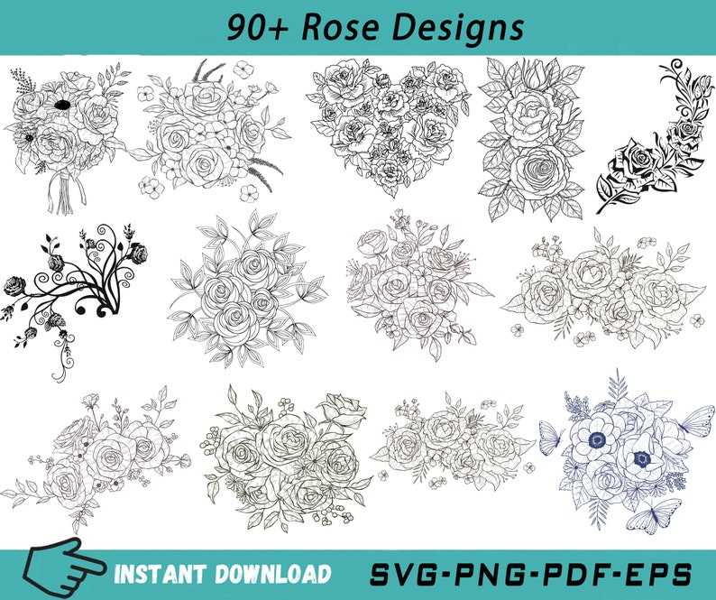 Rose Svg Designs, Floral Svg Bundle