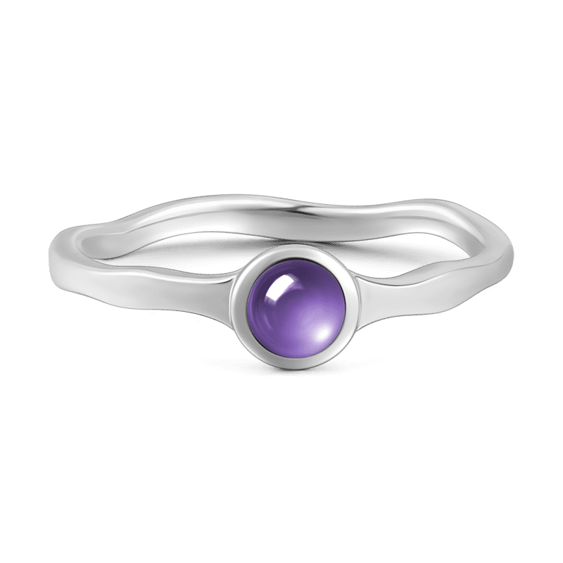 Purple Crystal Ring 925 Sterling Silver