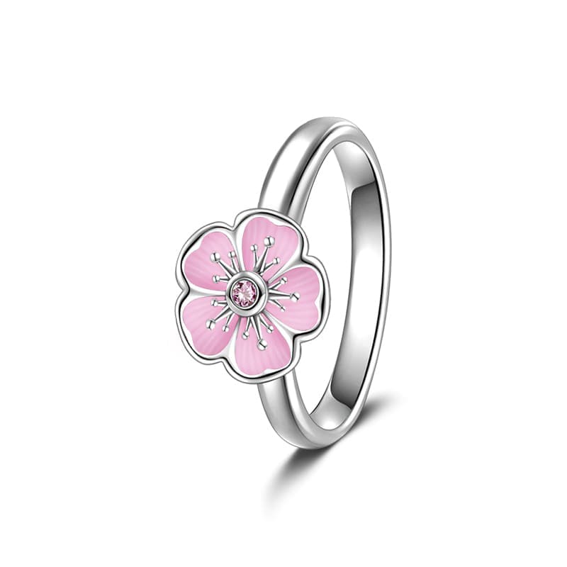 Peach Flower Ring 925 Sterling Silver