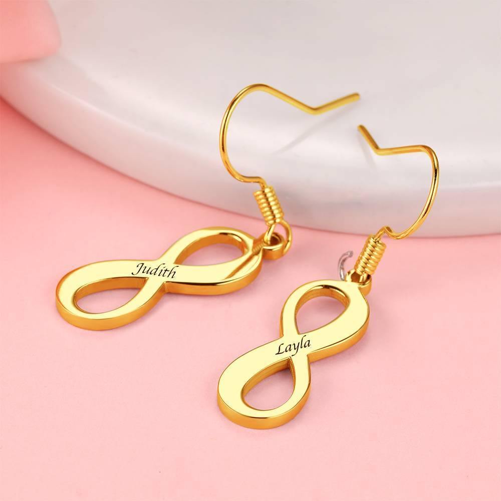 Custom Engraved Earrings with Infinity Earrings 14K Gold Plated - soufeelus