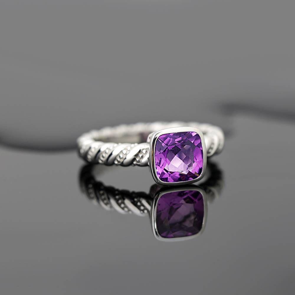 Endear Engagement Ring Natural Amethyst 925 Sterling Silver