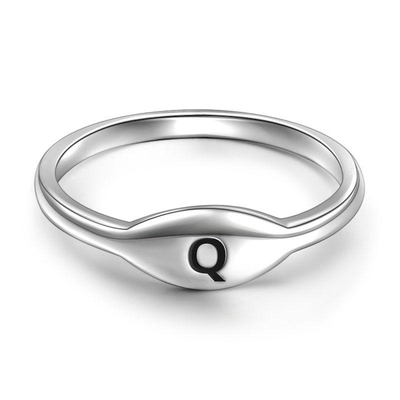 Letter Q Ring 925 Sterling Silver