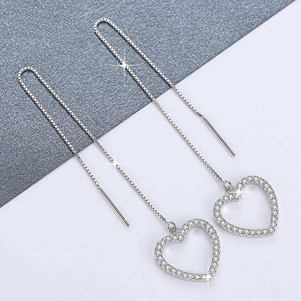 Heart-shaped Earrings Silver - soufeelus