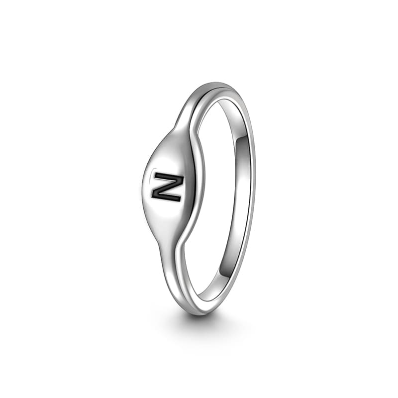 Letter N Ring 925 Sterling Silver