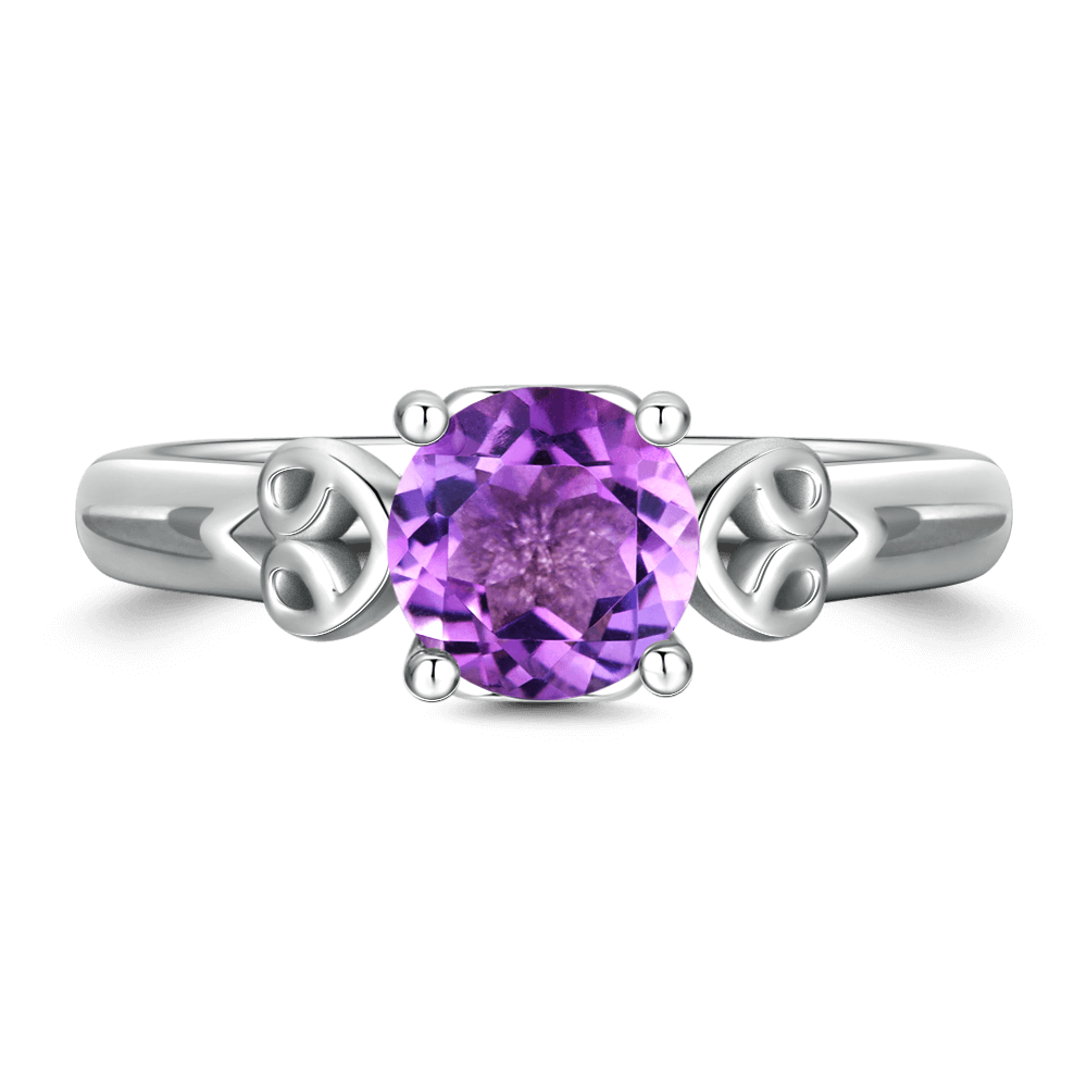 Cherish Engagement Ring Natural Amethyst 925 Sterling Silver