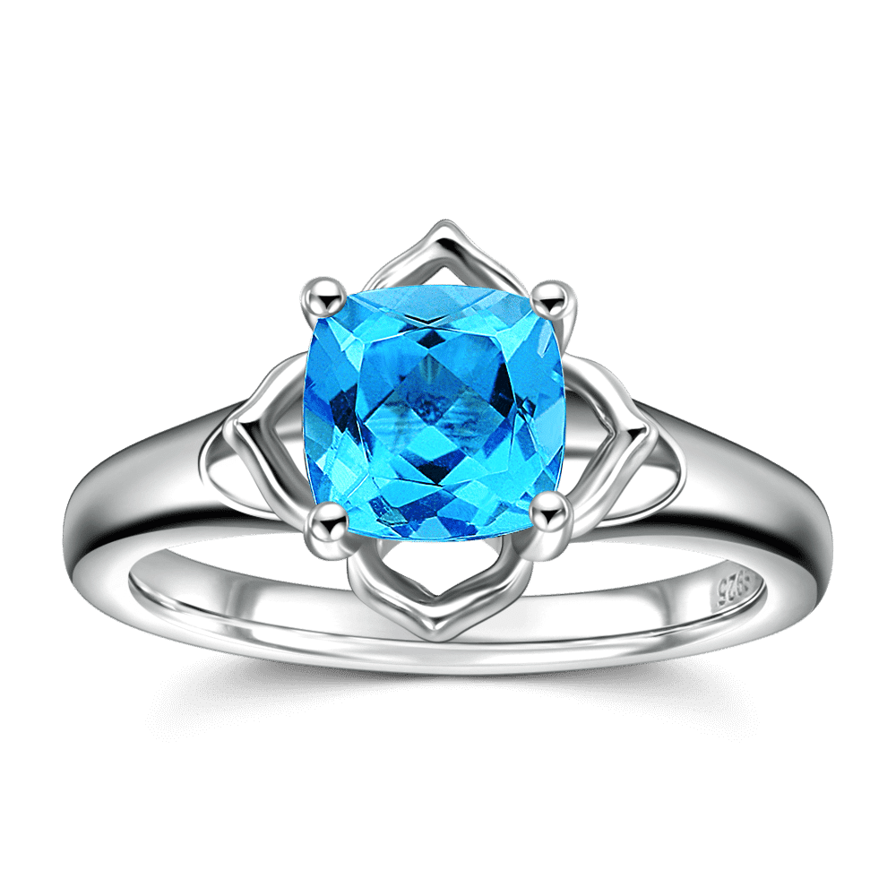 Bloom Engagement Ring Natural Topaz 925 Sterling Silver