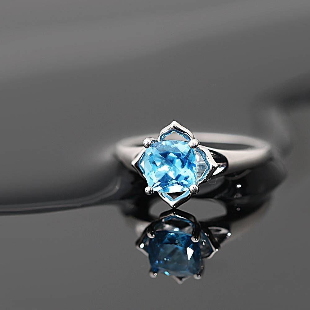 Bloom Engagement Ring Natural Topaz 925 Sterling Silver